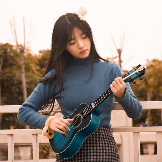 Chuangjingyi Picking Board Ukulele Girls Kinder kleine Gitarrenanfänger hochfeste Uklili-Musikinstrumente aus Blue 26 Zoll + Geschenkpaket