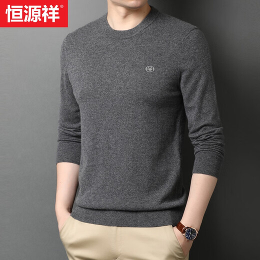 
Hengyuanxiang cashmere sweater men's autumn and winter round neck casual pullover sweater 100% pure cashmere men's warm bottom knitted sweater
