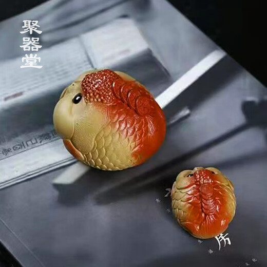 Juqitang tea pet ornaments, purple clay cultivable creative tea tray and tea table accessories, cute bubble carp tea toy, Zen tea set, A5 small lucky fish, single