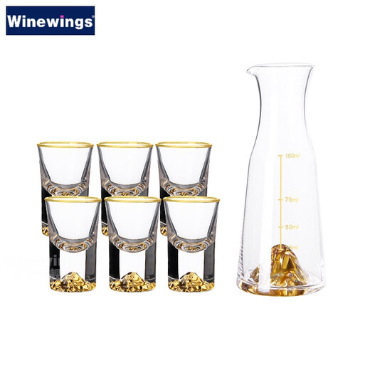 WINEWINGS gold foil white wine cup Jinshan wine divider with scale household small wine glass liquor cup white wine wine set 100ml Jinshan wine divider