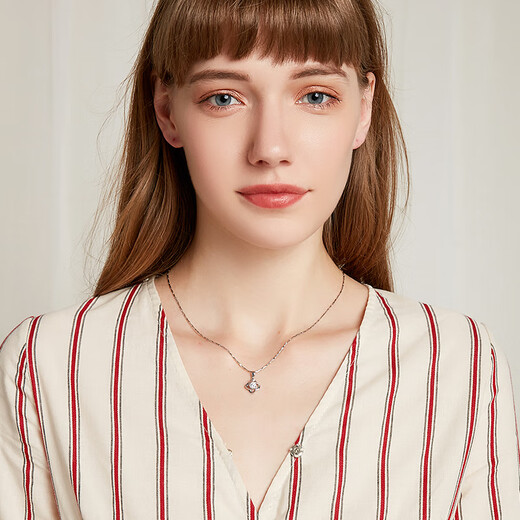 Mulofei four-leaf clover necklace women's 999 pure silver necklace silver pendant wife birthday gift women's jewelry four-leaf clover necklace white (Qicang straight hair)