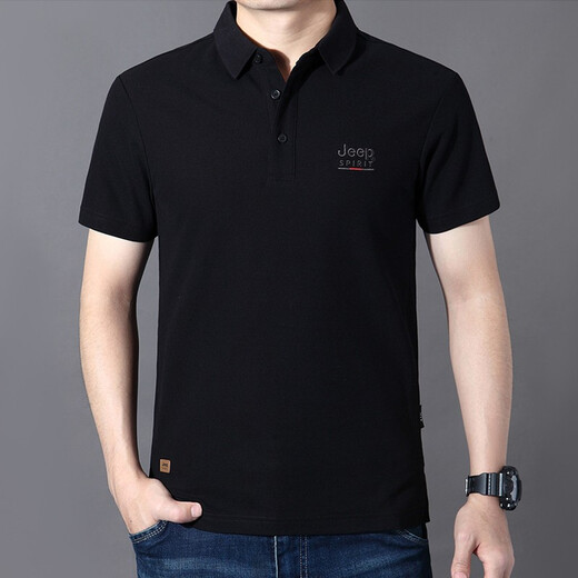 Jeep Spirit Business Camiseta de manga corta Camiseta de algodón de algodón Sendero bordado Lapa bordada media manga suelta camiseta de verano para hombres delgada civil informal xl (180) /100a recomendado 145-155Jin [Jin equivale a 0.5 kg]