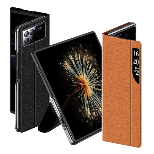 KMaxAI is suitable for Xiaomi Mix Fold3 mobile phone case, folding screen protective cover, mixfold3 stand-type magnetic all-inclusive anti-fall smart sleep business leather case, black