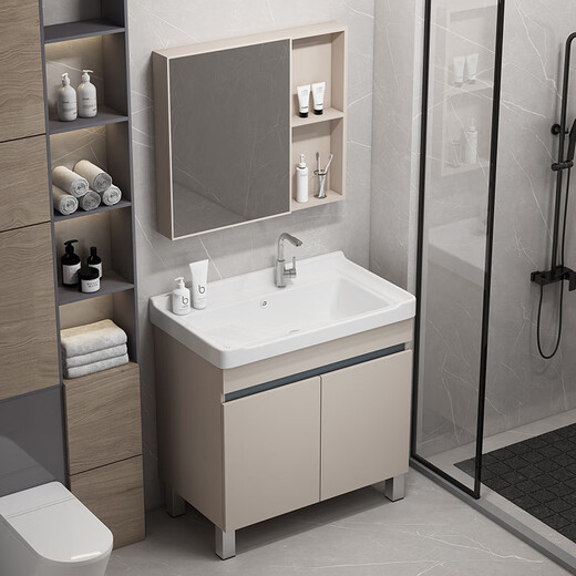 Dafifify Honeycomb Machine de lavage en aluminium Balcone de salle de bain Aluminium Armoire de salle de bain avec lavabo de salle de bain pour pavillon de salle de bain Ferme de lavage F828 Cabinet de lavage 100cm