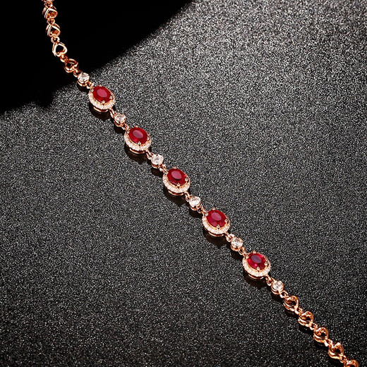 Haikai light luxury brand rose gold gemstone diamond bracelet birthday gift birthday gift for wife high-end first rose gold 1.2 carat ruby bracelet