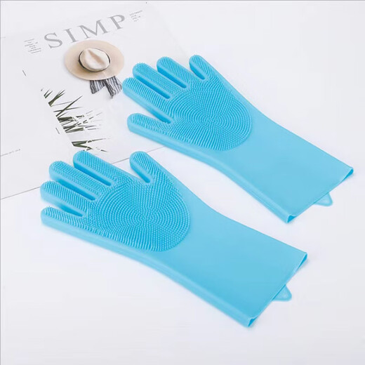 Zhewei dog bathing gloves, pet cat bathing artifact, anti-scratch and bite cat gloves, cleaning and bathing supplies, 2 pieces, blue and thickened