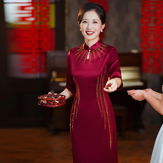 Мишидекси бабушка Чеонгсам высокого класса Cheongsam осень и зимний стиль.