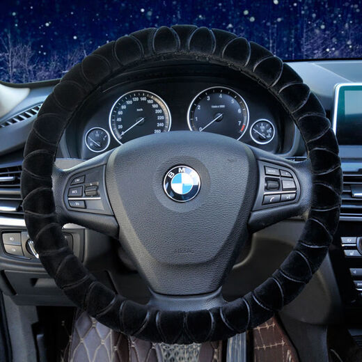 Huaneng Qi Plush Car Steering Wheel Cover Autumn and Winter New Warm Anti-Slip Universal Handlebar Cover Gear Lever Cover Handbrake Cover Three-piece Set Simple Style Gray Single Steering Wheel Cover