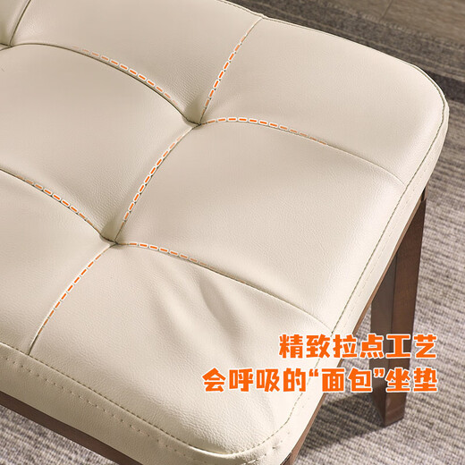 Yiliuyuan solid wood makeup stool soft bag dressing stool dressing table stool makeup chair stool square stool bench thickened walnut color