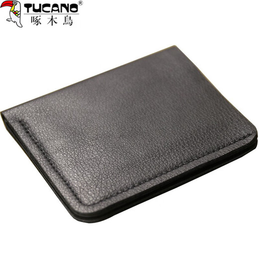 Woodpecker (Tucano) Mini petit portefeuille ultra-midi pour les hommes Clip de cuir en cuir véritable pour hommes pour le portefeuille vertical des jeunes hommes pour le café des messieurs