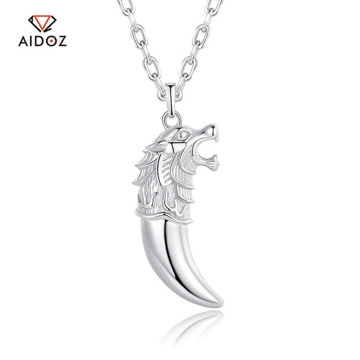 Aido diamond domineering platinum pendant pt950 platinum men's wolf tooth pendant (customized) 29-31 grams + delivery leather rope