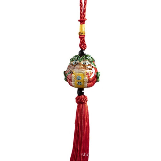 Aonu doppelseitig Jiaozhi Pottery Xiamen Auto Anhänger Golden Gate Ping Ein Stein Löwe Reise Baby Souvenir Doppelseitiger Wind Löwe Rot