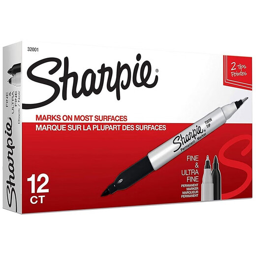 Sharpie Sanfu Ruiyi Marcador de doble cabeza Pen Laboratorio de laboratorio Pen Pen Aceit Ben Pen Limpe Room Industrial 1.0 mm 0.5 mm SKU_13601 Baja resistencia a la temperatura Negro 1.0 mm Caja entera 12 enchufes