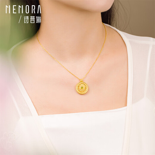 Shipulin 18K gold pendant lotus pendant new Chinese style national style K gold pendant for women yellow 18K gold