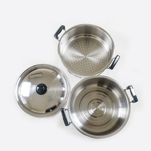 YOSHIKAWA Yoshikawa double-layer steamer imported from Japan 30cm stainless steel soup pot steamer with steamer basket, induction cooker and gas stove universal