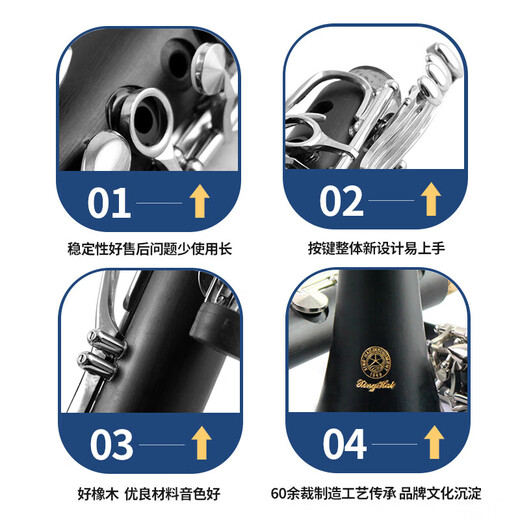 Xinghai-Klarinette, Klarinette an der Anfängerklasse, genauer Ton, ausgezeichneter Nickel-Taste, B-Flat Black Wind Instrument [Professional] XC-17J