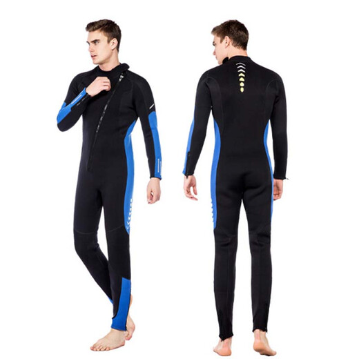 Tiannan Brothers (TNBROTHERS) 153mm one-piece wetsuit for men, warm swimsuit, women's long-sleeved cold-proof snorkeling wetsuit, surfing and sun protection 1 short style 1 point 5mm black gray back zipper XS
