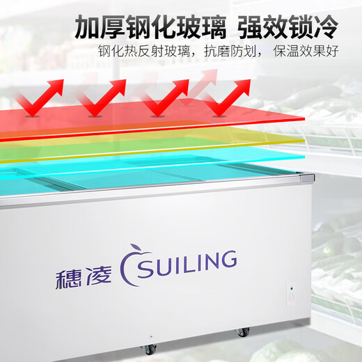 穗凌冰柜展示柜商用冰柜冷冻玻璃门大容量冰柜超市组合冰鲜冷柜海鲜肉类速冻卧式冰箱商用冷柜商用冷柜 【-18℃大型冷冻柜】WD4-1098