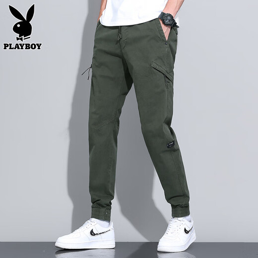 花花公子（PLAYBOY）工装休闲裤男夏季2025新款潮流宽松束脚裤子男士韩版百搭哈伦长裤 卡其Q-BLHH667 31