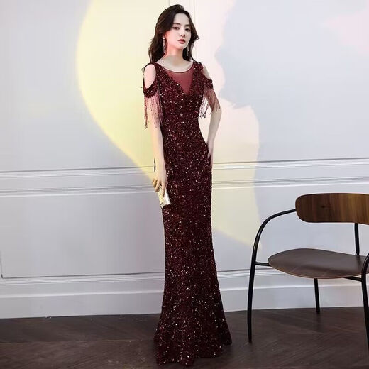 微爱的小松鼠（weiaidexiaosongshu）晚礼服裙女2023新款宴会气质鱼尾主持人名媛轻奢小众高端 白色 L