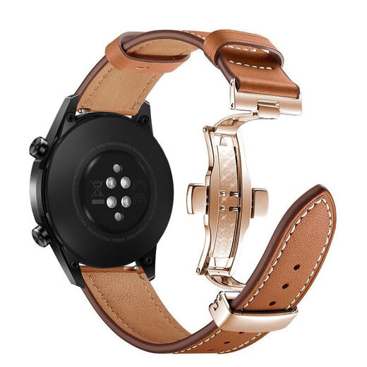 Huawei genuine leather watch strap GT5/GT4/gt6 butterfly buckle first layer cowhide Watch4pro business original autumn and winter model calfskin butterfly buckle-stainless steel self-elastic black black GT5/GT6/GT5pro 46 dial 22mm