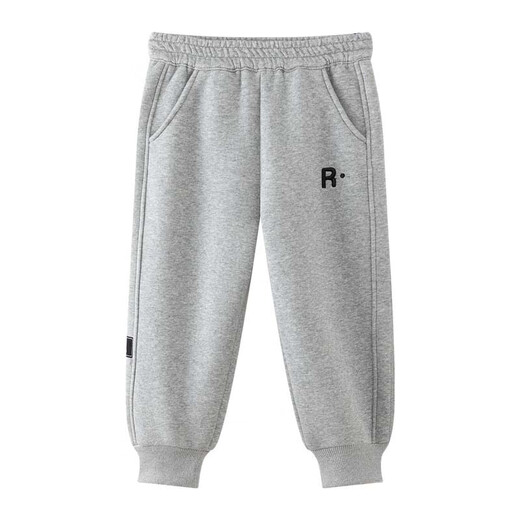 Zuoxi Boys' Velvet Pants Sweatpants 2025 Autumn and Winter New Children's Large and Medium-sized Children's Trousers Gray 130