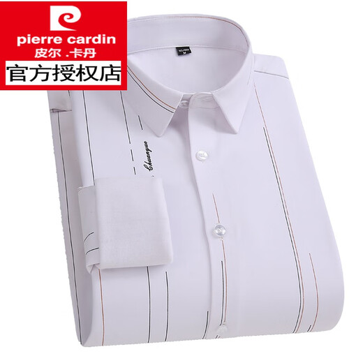 皮尔卡丹（pierre cardin）冬季新款一体绒衬衫男长袖商务休闲弹力感加绒加厚保暖衬衣 黑色 一体绒 L 适合110-125斤