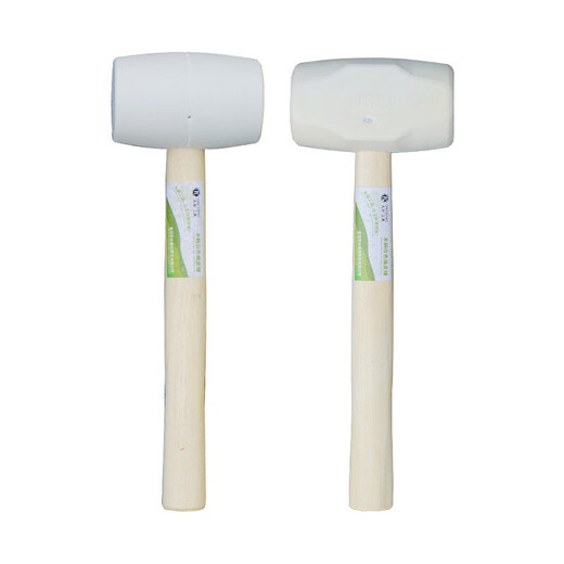 Marujia cooked rubber hammer wooden handle rubber hammer installation tile decoration floor tile installation hammer white solid rubber round hammer surface micro 1000g