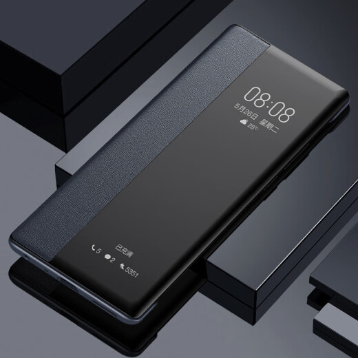 欧麦嘎适用华为nova8se手机壳8SE活力版翻盖式智能皮套nova8防摔保护套nova8pro素皮 【酷睿黑*翻盖视窗皮套*智能休眠唤醒】 nova8