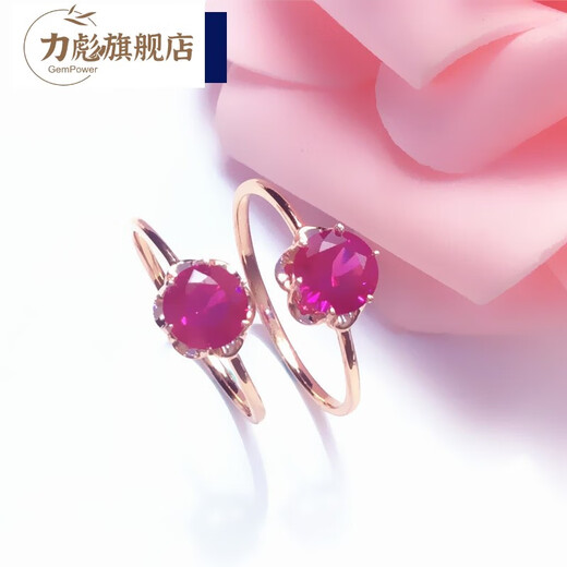 Libiao rose gold ruby women's ring Russian 585 purple gold color 14K gemstone ring simple new style women's size 11