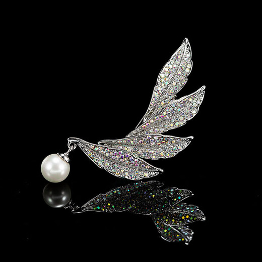 Xiao color corsage women's suit high-end brooch fashion versatile swan feather imitation pearl shirt birthday gift brooch buckle XZ0283 swan feather imitation pearl brooch
