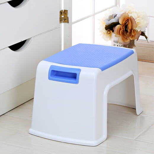 Haoer stool household small bench living room bedroom balcony plastic stool creative foot low stool with handle small blue