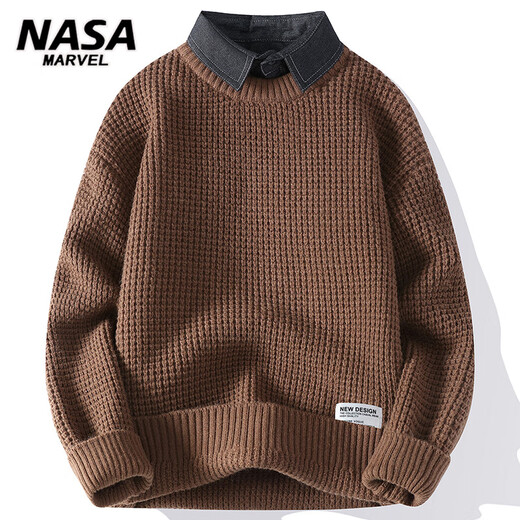 NASA Marvel adolescent le plus chaud Faux pull en deux pièces pull en tricot Sweater Men de base polyvalent