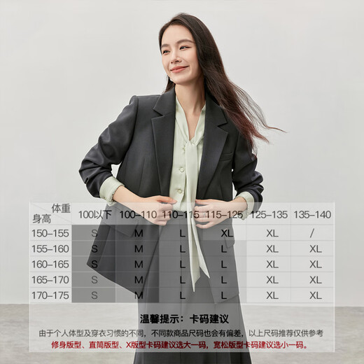 Shandubila 2025 Spring and Autumn Blazer Feminine Commuting One-Button Metal Label Fake Pocket Suit Dark Gray S