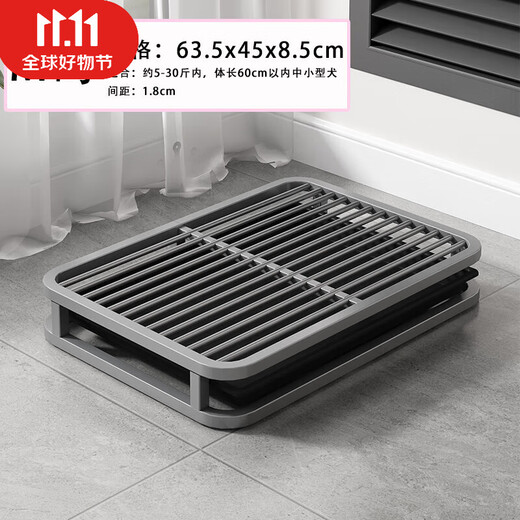 Wind pet dog toilet large urinary pot pet special anti-treading drawer pot dog sandbath small and medium-sized dog Teddy square tube style - Phantom gray M-size - + matching tray (