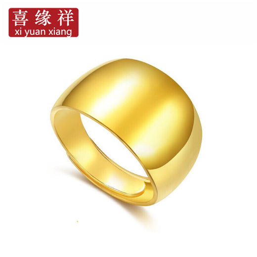 Xiyuanxiang Jewelry Pure Gold 999 Smooth Snake Belly Gold Ring Large and Wide Live Gold Ring for Men and Women Gold Weight 6.75g