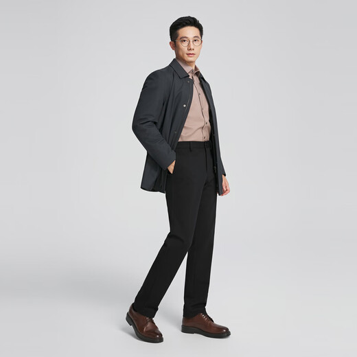 YOUNGOR jacket men's autumn and winter young and middle-aged Nike composite fabric goose down filled rabbit fur collar shopping mall same style Navy YNNL415555FFA L 175/96A