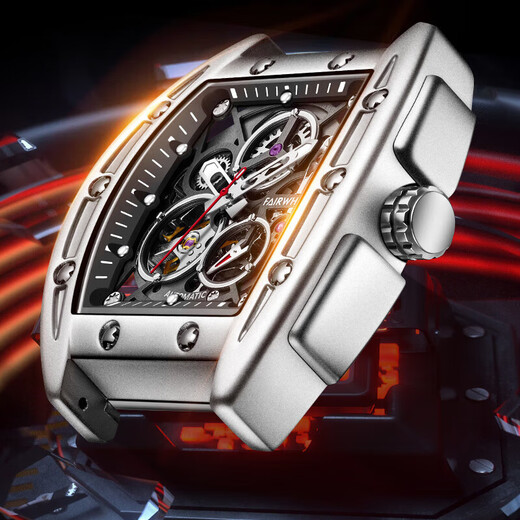 Mark Waffe (FAIRWHALE) Trailblazer Series Watch Men's Hollow Full Automatic Mechanical Watch Men's Watch Fashion Student Sports Luminous National Watch Men [Swiss Quality] FW6180 Full Black
