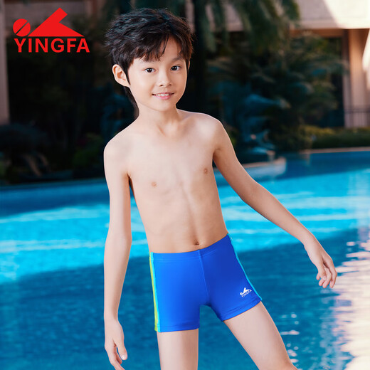 Yingfa Children's Swimming Trunks Boys Quick-Drogen-Geräte Schwimmstämme 2024 Neue kleine, mittlere und große Kinder-Jugend-Eckbaumschwimmstämme Blau [24S653] 10 Größen [empfohlenes Gewicht 50-60 Jin [Jin gleich 0,5 kg]]