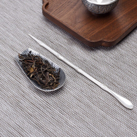 Silver Age Ware Age Purely Handmade Old Lotus Tea Shovel Kung Fu Tea Ceremony Tea Set Accessories Old Tea Spoon Tea Shovel Teaspoon Hammer Pattern Old Tea 25g Full 999+ Certificate