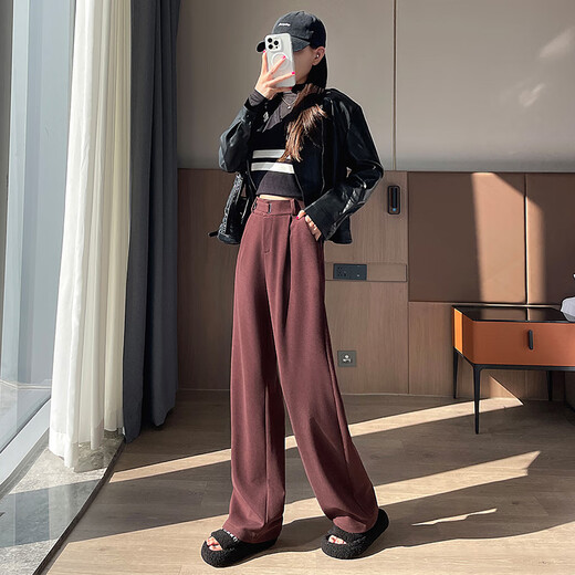 
Fashimu 2024 Autumn and Winter velvet thickened woolen wide-leg pants for 2024 small straight floor high-waisted casual pants for women 6636 gray velvet small one S Suggestion 91-102Jin [Jin equals 0.5 kg]