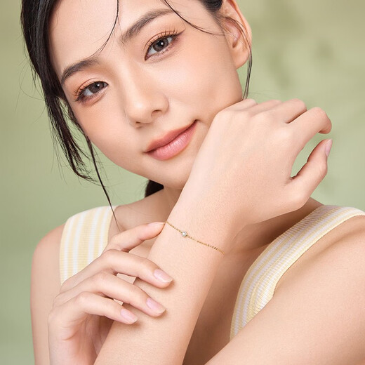 Saturday Fortune (ZLF) 18K gold diamond bracelet for women, bright colored gold, simple one-hand jewelry, holiday gift for girlfriend, 16cm + tail chain 3cm