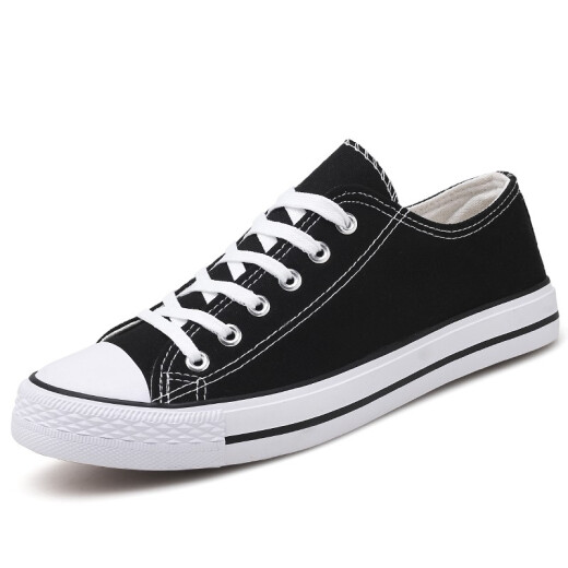 Red and green hundred-year low-top canvas shoes for men Korean style classic versatile black couple student lace-up casual shoes summer breathable cloth shoes black 40