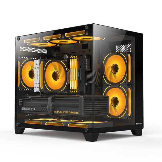 航嘉S960暴风雪X全景版  双面钢化玻璃海景房机箱 台式机电脑主机游戏机箱（支持M-ATX主板/360水冷） S960全景版黑色（支持M-ATX主板） 全景无立柱海景房