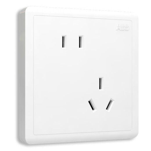 ABB开关插座面板 86型10A错位斜五孔插座 远致系列 白色