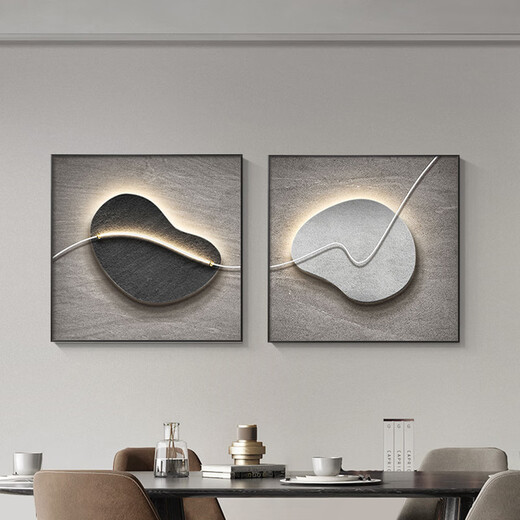 
Huaixueshi Lai Operating Restaurant Decorative Painting Dining Room Hanging Painting Square High-end Texture Painting Modern Light Luxury Living Room Mural JD12178 Single Scenery (Clay-colored style on the left) 80*80cm Crystal Porcelain Aluminum Alloy Black Frame