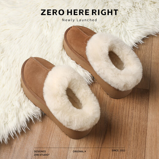 ZHR snow boots for women, comfortable and wear-resistant cowhide boots for women, winter warm plus velvet boots for women, P98 camel 37