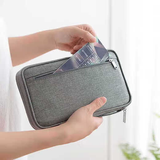 Passport-Ticket-Aufbewahrungsbeutel tragbare Reisetaschen im Ausland Multifunktionales Zertifikat Doppelklettern Sie neue wasserdichte Kartenbrieftet Navy klein
