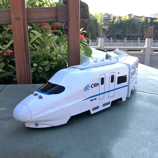 儿童大号动车高铁和谐号火车玩具男孩电动小火车轨道车模型 58厘米声光万向和谐号四节车厢 充电版充电电池+充电器