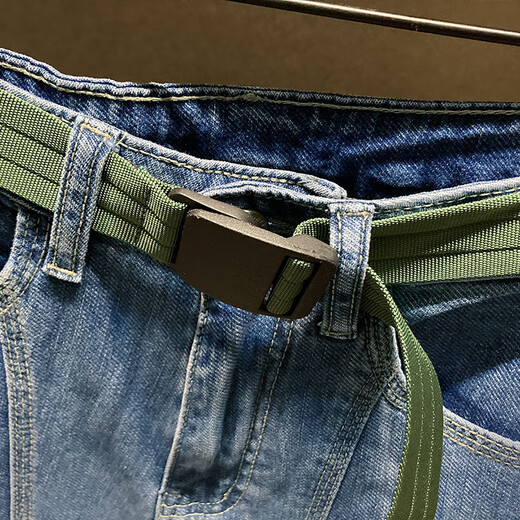 Beihai 2 Lane Spleiß dreidimensionale große Taschenarbeit Jeans für Herren Sommer dünne lose neun-Punkte-konisch-Radieschen Harem Hose Slim Blue 31 (130-140jin [Jin gleich 0,5 kg]))